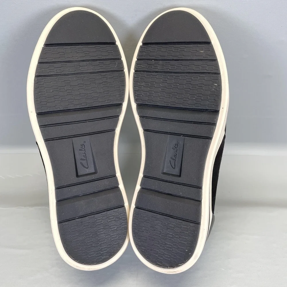 Clarks Audreigh Eve Shoes Womens Size 7 Black Suede Platform Comfort Sneakers